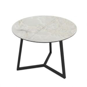 Столик Klint 60 / Bianco High Gloss, Серо-коричневый (мраморный узор)